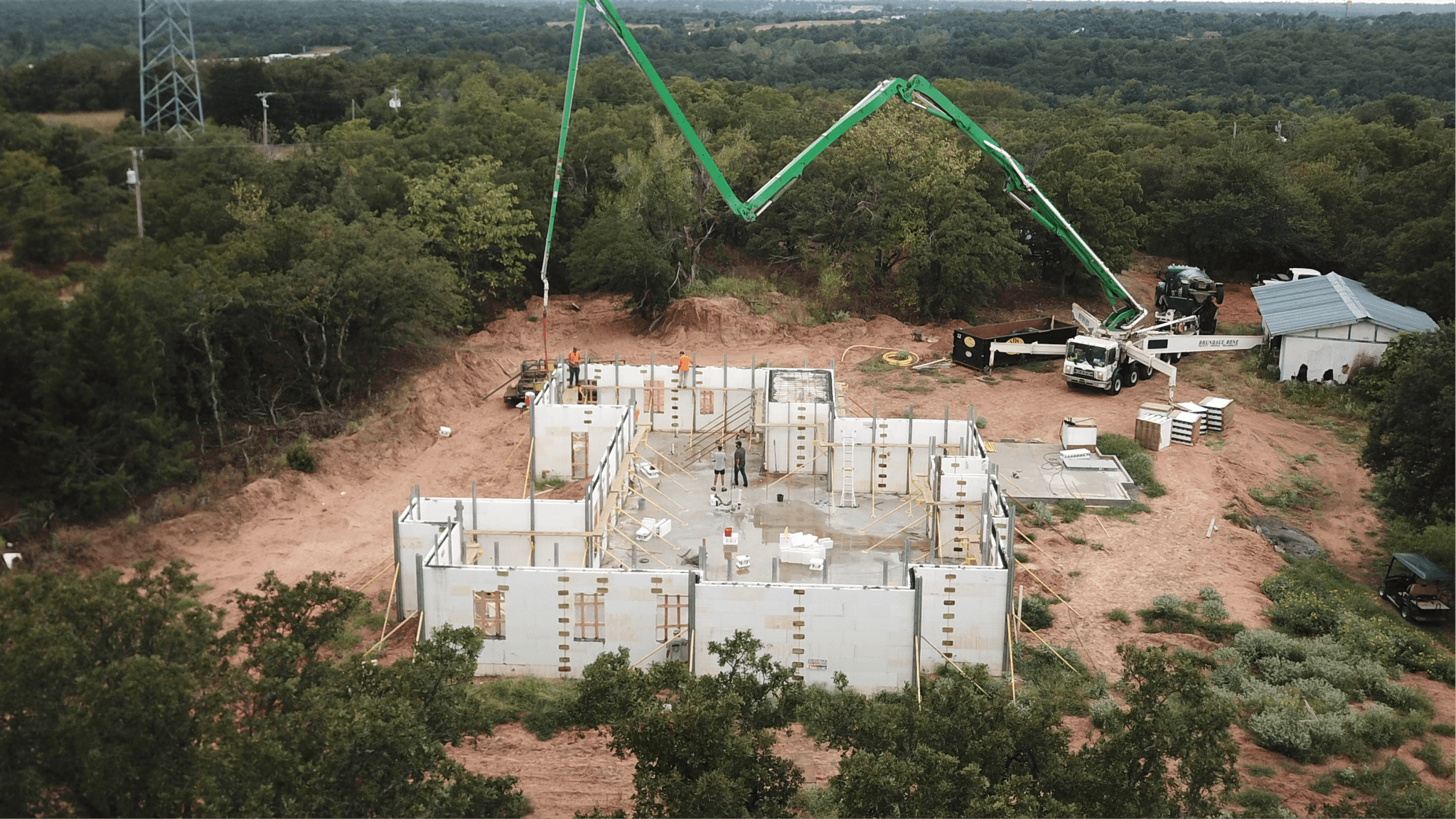 Drone shot of ICF home build.